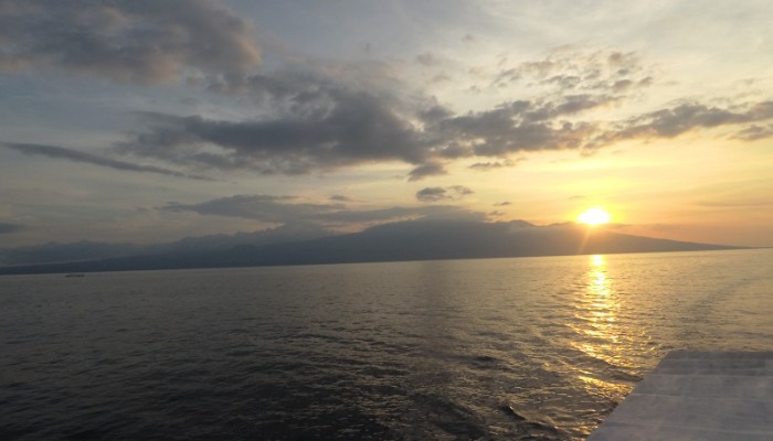 Mount Tambora volcano seen from the sea during Komodo sailing trip in Sumbawa Island, Indonesia.